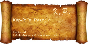 Kapás Patrik névjegykártya
